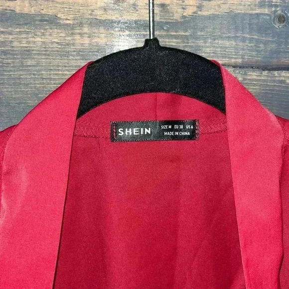 Elegant Red Bow Tie Blouse with Polka Dot Mesh Sleeve Romantic Statement Top A67 - Picture 4 of 8